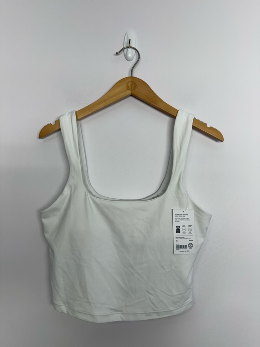 Athleta Transcend Square Neck Crop Bra White Size Large A-C Cups NWT